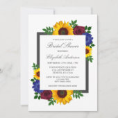 Sunflower Roos Floral Bridal Shower Invitation Kaart (Voorkant)