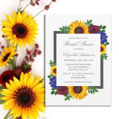 Sunflower Roos Floral Bridal Shower Invitation Kaart