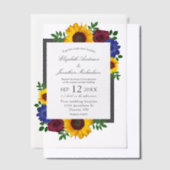 Sunflower Rose Floral Wedding Vellum Uitnodigingen (Offset)
