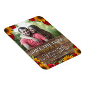 Sunflower & Roses Rustic Wood Lights Photo Magnet Magneet (Rechterzijde)