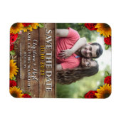 Sunflower & Roses Rustic Wood Lights Photo Magnet Magneet (Horizontaal)