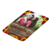 Sunflower & Roses Rustic Wood Lights Photo Magnet Magneet (Linkerzijde)