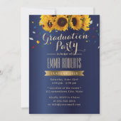 Sunflower Royal Blue Confetti Graduparty Kaart (Voorkant)