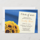 Sunflower Royal Blue Elegant Graduparty Kaart (Voorkant)