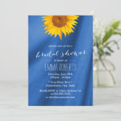 Sunflower Royal Blue Fabric Vrijgezellenfeest Kaart (Staand voorkant)