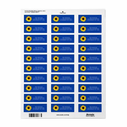 Sunflower Royal Blue Return-label Etiket (Full Sheet)