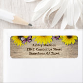 Sunflower Roze Butterflies Return Address Etiket (Insitu)