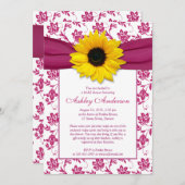 Sunflower Roze Damask Bridal Shower Invitation Kaart (Voorkant / Achterkant)