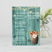 Sunflower & Rozen Whiskey Barrel Wedding Invite Save The Date (Staand voorkant)