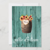 Sunflower & Rozen Whiskey Barrel Wedding Invite Save The Date (Achterkant)