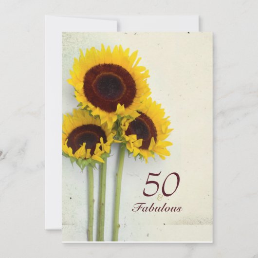 Sunflower Rustic 50th Birthday Uitnodiging (Achterkant)