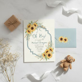 Sunflower Rustic Baby Shower Invitation Kaart