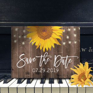 Sunflower Rustic Barn Wedding Save the Date Aankondigingskaart