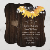 Sunflower Rustic Barn Wood Wedding Kaart (Voorkant / Achterkant)