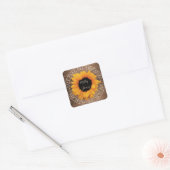 Sunflower Rustic Barn Wood Wedding Return Address Vierkante Sticker (Envelop)