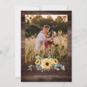 Sunflower Rustic Barn Wood Wedding Save The Date (Achterkant)