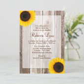 Sunflower Rustic Barn Wood Western Bat Mitzvah Kaart (Staand voorkant)
