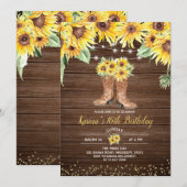 Sunflower Rustic Boot Sweet Sixteen Uitnodiging (Voorkant / Achterkant)