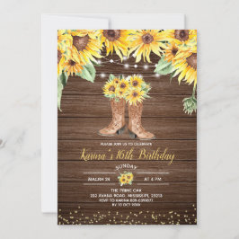 Sunflower Rustic Boot Sweet Sixteen Uitnodiging