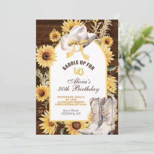 Sunflower Rustic Boots Birthday Kaart (Staand voorkant)