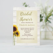 Sunflower Rustic Bridal Shower Invitation Kaart (Staand voorkant)