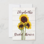 Sunflower Rustic Bridal Shower Invitation Kaart (Achterkant)