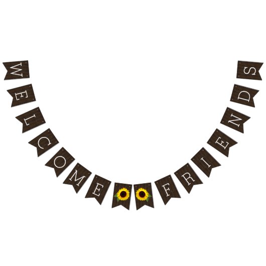 Sunflower Rustic Country Barn Wedding Welcome Vlaggetjes (Alle)