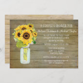 Sunflower Rustic Country Mason Jar Flowers Bridal Kaart (Voorkant / Achterkant)