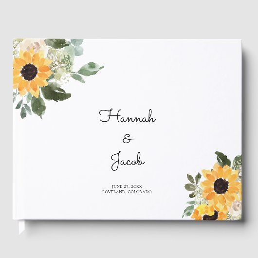 Sunflower Rustic Country Wedding Guest Book Gastenboek (Voorkant)