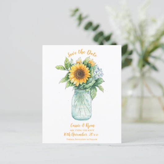 Sunflower Rustic Country Wedding Save the Date (Staand voorkant)
