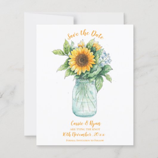 Sunflower Rustic Country Wedding Save the Date (Voorkant)