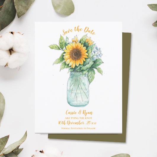 Sunflower Rustic Country Wedding Save the Date