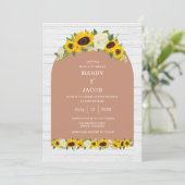 Sunflower Rustic Digital Wedding Invitation Kaart (Staand voorkant)