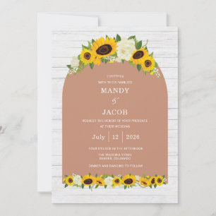 Sunflower Rustic Digital Wedding Invitation Kaart