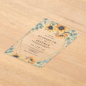 Sunflower Rustic Elegant Geometric Gold Wedding Acryl Uitnodigingen (Laagn)