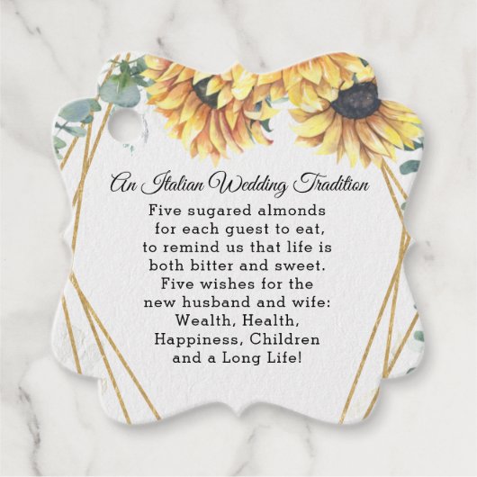 Sunflower Rustic Elegant Geometric Gold Wedding Bedankjes Labels (Voorkant)