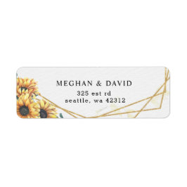 Sunflower Rustic Elegant Geometric Gold Wedding Etiket