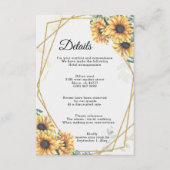 Sunflower Rustic Elegant Geometric Gold Wedding Informatiekaartje (Voorkant)