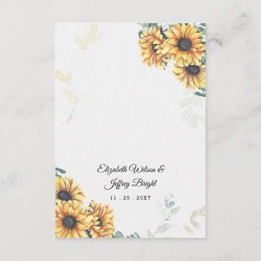 Sunflower Rustic Elegant Geometric Gold Wedding Informatiekaartje (Achterkant)
