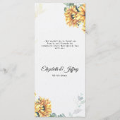 Sunflower Rustic Elegant Geometric Gold Wedding Menu (Achterkant)