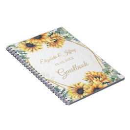 Sunflower Rustic Elegant Geometric Gold Wedding Notitieboek