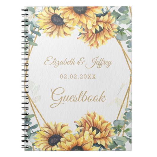 Sunflower Rustic Elegant Geometric Gold Wedding Notitieboek (Voorkant)