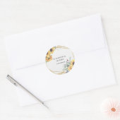 Sunflower Rustic Elegant Geometric Gold Wedding Ronde Sticker (Envelop)