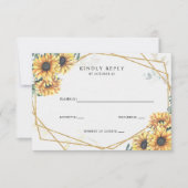 Sunflower Rustic Elegant Geometric Gold Wedding RSVP Kaartje (Voorkant)