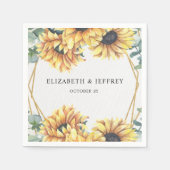 Sunflower Rustic Elegant Geometric Gold Wedding Servet (Voorkant)