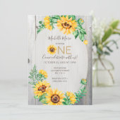 Sunflower Rustic First Birthday Kaart (Staand voorkant)