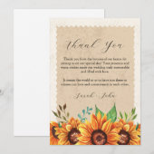 Sunflower Rustic Floral Bedankkaart (Voorkant / Achterkant)