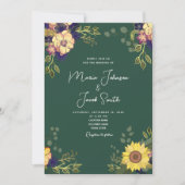 Sunflower Rustic Floral Wedding Kaart (Voorkant)