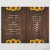 Sunflower Rustic Folded Wedding Program (Achterkant)