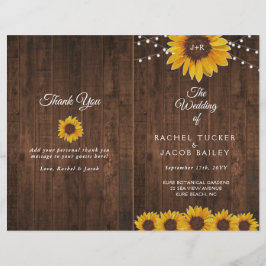 Sunflower Rustic Folded Wedding Program